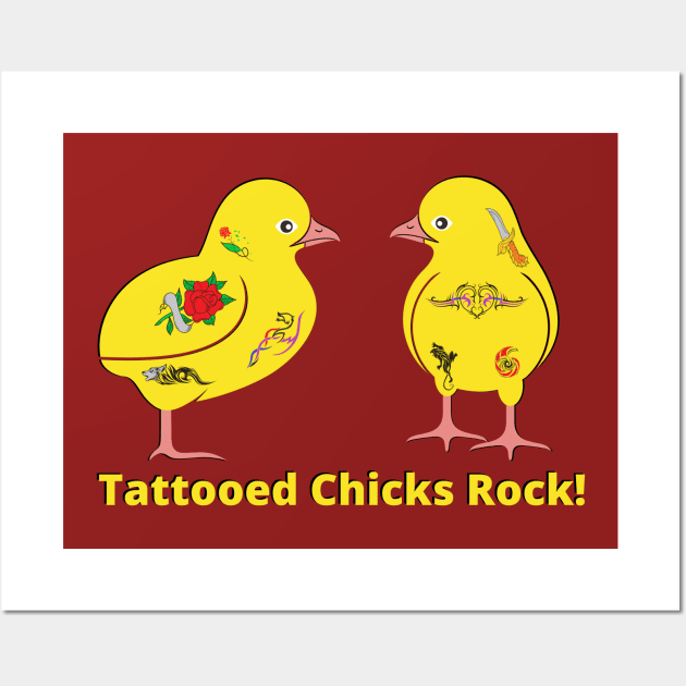 Tattooed chicks rock! - tattoos Wall Art by Acutechickendesign